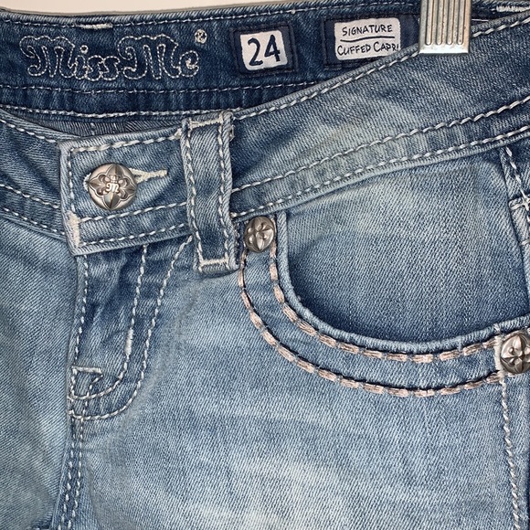 MISS ME BRAND NEW & BEAUTIFUL SIZE 24 CUFFED CAPRI JEANS - Picture 6 of 8